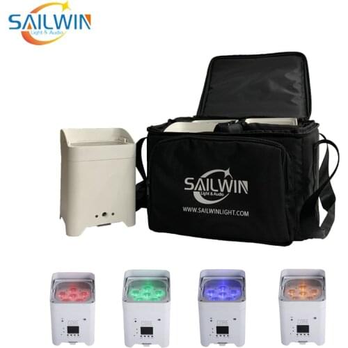 4 Pieces Lights + Carrying Bag) Wedding Party LED Par 6x18w 6in1 DMX APP Wireless Battery Uplight