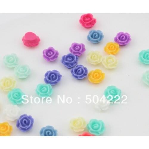 400pcs kawaii mini rose flower Resin floral cameo gem flatback Cabochon cab nail art 6mm cell phone decor-SZ0721