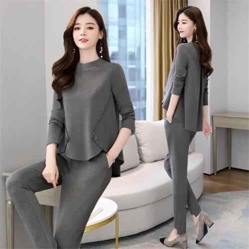 4XL plus sizeWomen TWO PIECE SET O-neck Top Pullover Pants Long Sleeve Outwear 2 Piece Ladies Suits Sweatshirt