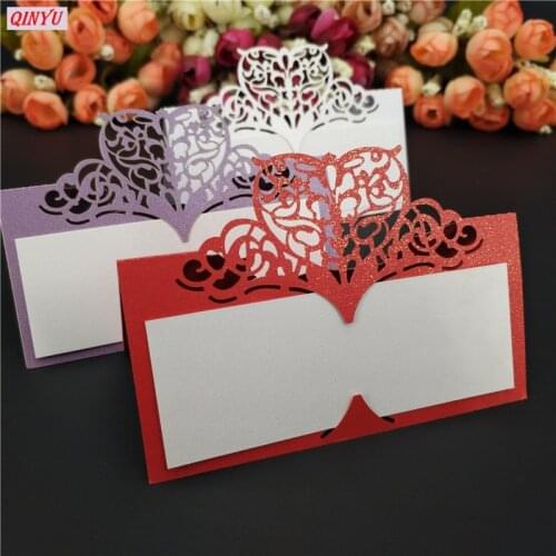 50pcs Laser Cut Heart Shape Place Cards Wedding Name Cards Wedding Decoration Wedding Event Laser Cut Flower Decoupage 5zSH871