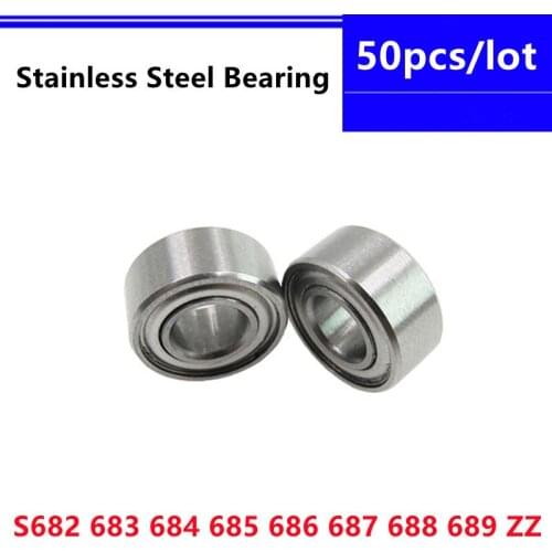 50pcs/lot S682ZZ S683ZZ S684ZZ S685ZZ S686ZZ S687ZZ S687ZZW4 S688ZZ S689ZZ S689ZZW4 Stainless Steel Deep Groove Ball Bearings