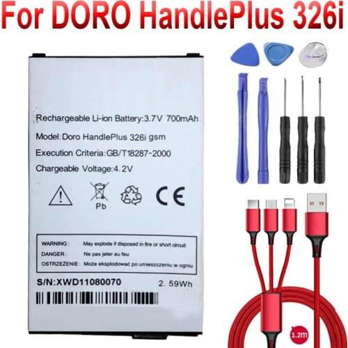 For DORO HandlePlus 326i PhoneEasy 326GSM 328 EASYUSE 3.7/700 XWD081206UL00459 battery+USB cable+toolk