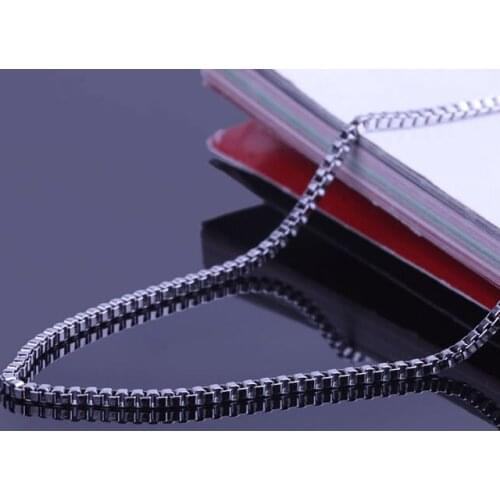 Free shipping 1.4 mm Silver color box shape chain necklace 316L Stainless Steel Never fade necklaces jewelry