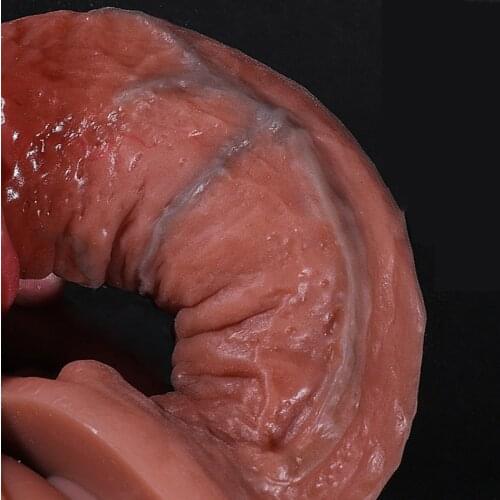 Big Double-layer Soft Realistic Large Dildo With Suction Cup Real Skin feeling Penis Erotic Sex Toys For Women liquid silicon