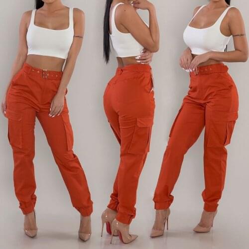 High Waist Military Combat Pockets Army Trousers Casual Loose High Street Wear Women Casual Loose Cargo Pants