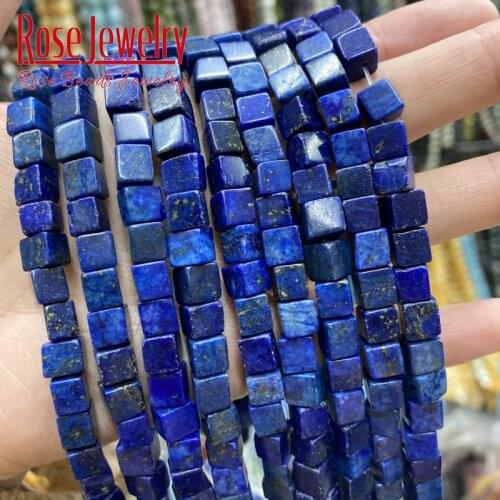6x6mm Natural Lapis Lazuli Square Stone Beads Loose Beads For Jewelry Making Fit Diy Charms Bracelet Necklace Accessories 15"