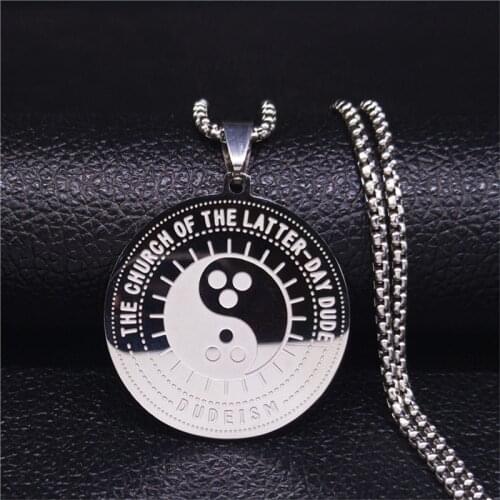 2021 THE CHURCH OF THE LATTER DAY DUDE DUDEISM Stainless Steel Chain Necklace Men/Women Silver Color Jewelry collares N647S03