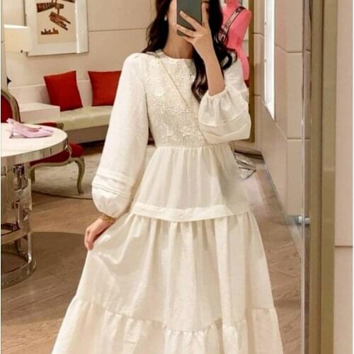Princess Elegant Dress Women 2021 Autumn Korean High Waist Sweet Midi Dress Female Long Sleeve Party Chic Vintage Casual Dress