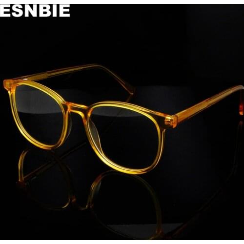 ESNBIE Acetate Clear Glasses Frame Men Round Vintage Eyeglasses Frame Women Green Optical Myopia Glasses Oculos De Grau Feminino