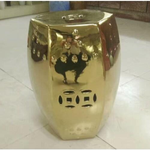 Porcelain Jindezhen dressing ceramic garden stool Chinese ceramic drum stool bathroom gold ceramic stool