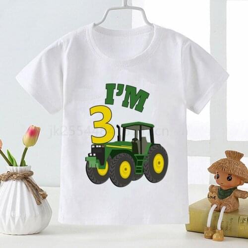 Boy Car Birthday Number Print T Shirt Excavator Children Birthday Boy T-shirts Boy&Girl Funny Gift Tshirt Present Boys Clothes