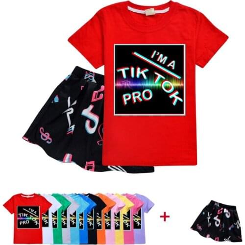 Kids t shirt TIK TOK Baby Girls Casual Girls Sets Short Sleeve + Skirt Kids Clothes T-Shirt Sets