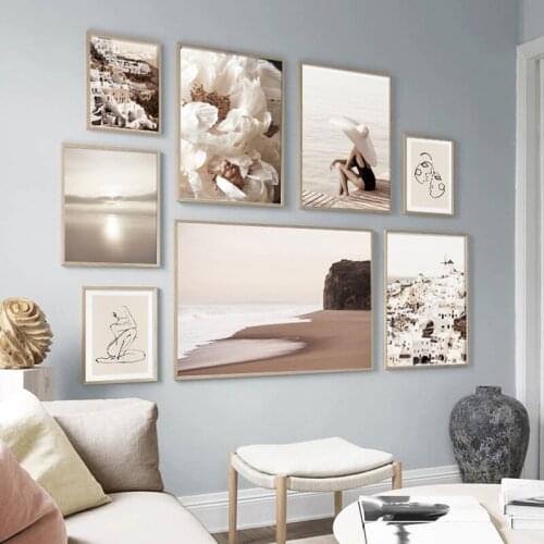 Boho Village Seascape Picture Nordic Modern Art Decor Poster Living room Home Decor Quality Canvas Painting Wall Decor A881