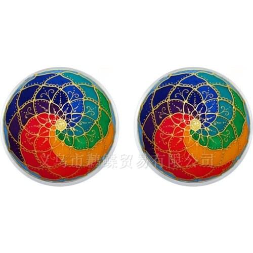 Classic Mandala Earrings Henna Yoga Jewelry For Women Girls Charm Art Picture OM Symbol Buddhism Zen Stud Earrings