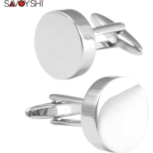 SAVOYSHI Round cufflinks for men High quality Shirt Blank Simple cuff links Wedding Gift abotoaduras