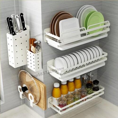 Punch-free kitchen racks stainless steel wall-mounted dish dishes drain rack storage drying dish rack