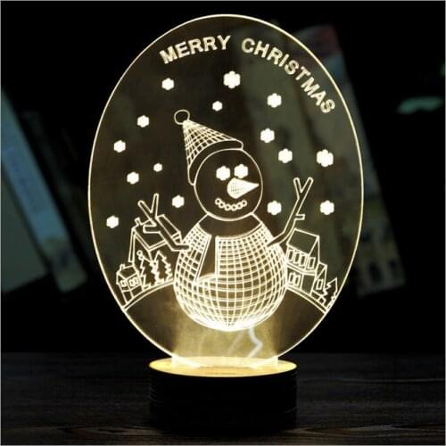 Leadleds 3D Christmas Lamp Button Children Led Night Light Mood Table Lamp Holiday 4 Shape Optical 3D illusion Led nightlight