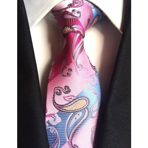 Lingyao New Designer 8cm Luxury Paisley Unique Formal Necktie Colorful Thread Cravates for Wedding