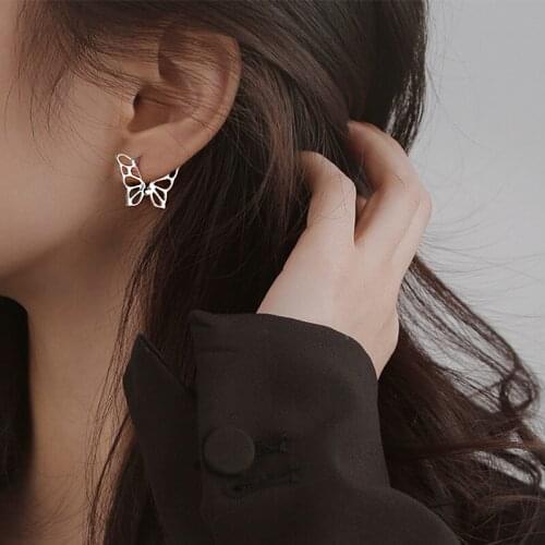 Cute Romantic Butterfly Hoop Earrings Simple Style Hollow Small Animal Trendy Female Piercing Earring Accessories For Women
