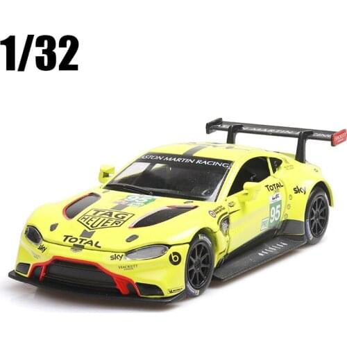 1:32 Aston Martin Vantage GTE Le Mans Alloy Diecast Metal Toy Model Pull Back Sound Light Racing Car Kids Toys Free Shipping