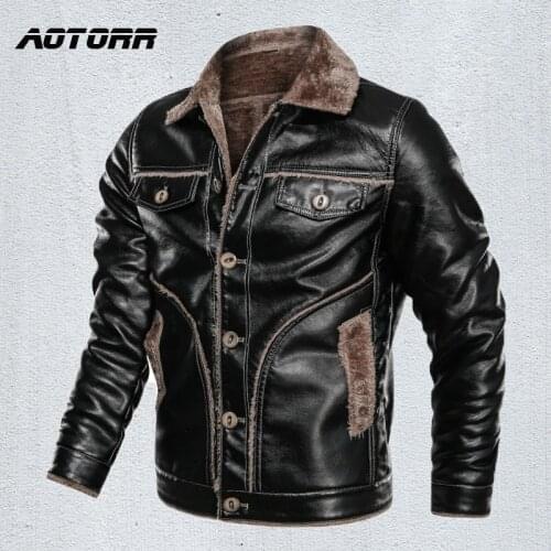 Winter Mens Leather Jacket Fleece Warm Coat Men Fashion Motorcycle PU Leather Jackets Zipper Thick Coats Male Bomber Overcoat