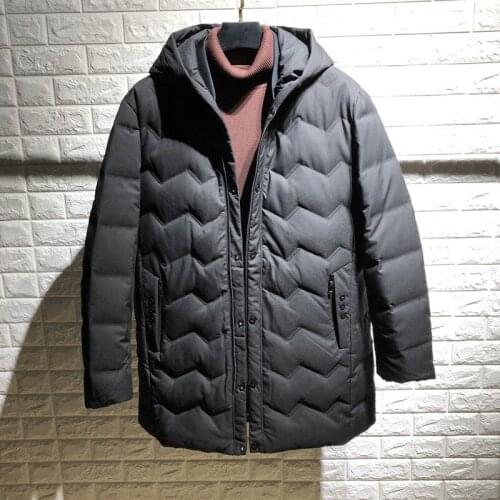 Loose size New Fashion Men Down Jackets Black Hooded Mens Winter Coats 80% Grey Duck Down Outdoor Windproof men Long Parkas