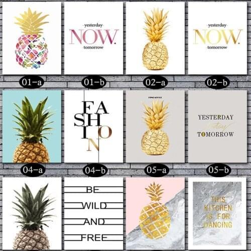 Nordic Pink Golden Pineapple Canvas Painting Wall Art Letter Quotes Posters And Prints Plant Pictures For Home Living Room Decor