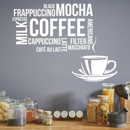 Coffee Types Food Drink Quote Wall Art Sticker Home Decoration Waterproof Decal Wallpaper Murals CK28