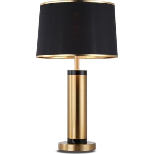 Nordic Bronze Table Lamp Modern Beside Lamp for Living Room Foyer Home Decor Bedroom Desk Light Copper Fabric Lamps E27 Light