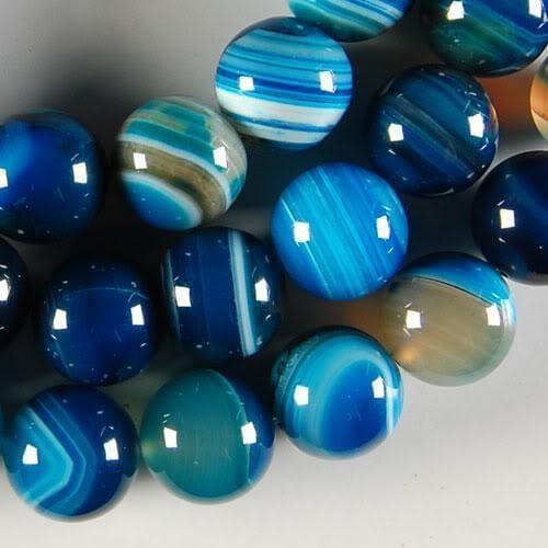 New Hot sale Fashion jewelry 8mm Blue Stripe Onyx Onyx Round Loose Beads 15'' Wholesale and retail