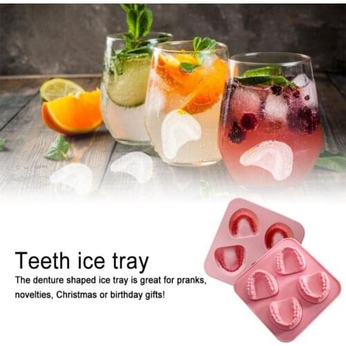 New Silicone Molds Ice Tray 4 Grid 3D Ice Molds Home Bar Party Use Ice Cube Makers Kitchen DIY Denture Shaped Ice Cube Ice Trays