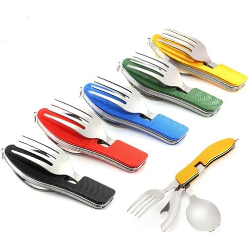 Outdoor Survival Knife Fork Spoon Hiking Camping Cooking Tool Eating Tools Outside Survival Equipment Multifunction