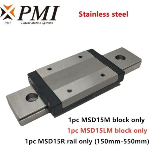 PMI stainless steel linear guide MSD15 200 250 300 350 400 450 500 550 mm MSD15R rail match MSD15M MSD15LM LLFC block carriage