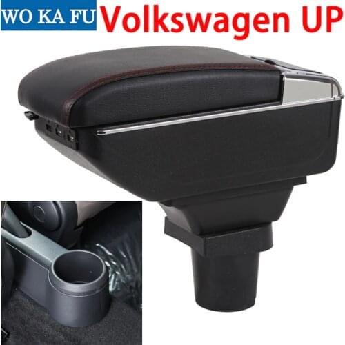 For Volkswagen vw UP armrest box central Store content box with cup holder ashtray Can rise with USB accessory
