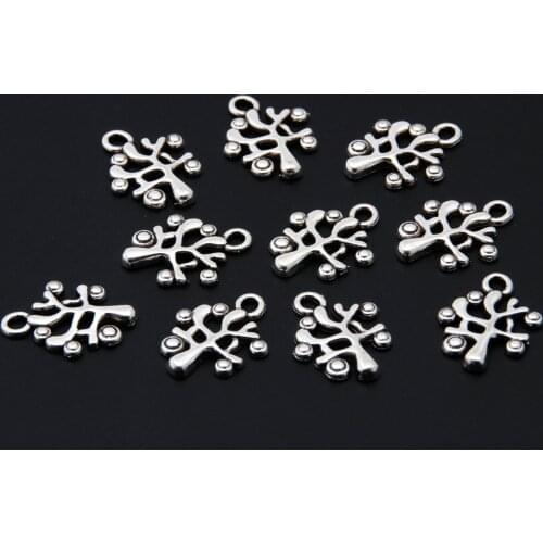 50pcs Silver Color A Tree With Fruit Charms Nature Plants Tree Pendant Jewelry Making DIY Handmade Accessories Supplies A3395