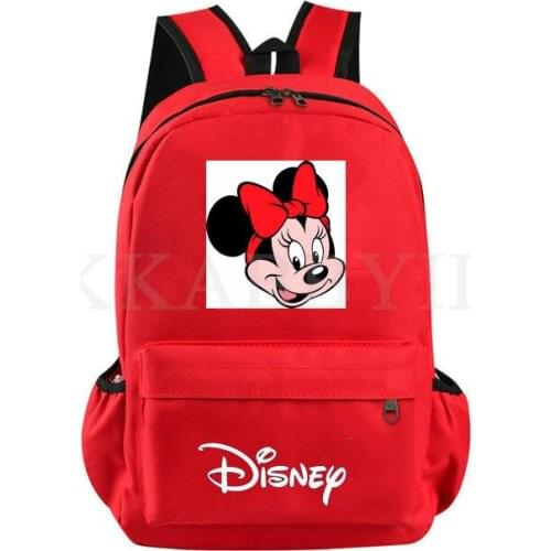 Disney Minnie Mouse Unisex Backpack Schoolbag Zipper Bag Creative Pattern Outdoor Travel Bag Large Capacity Casual School Bag
