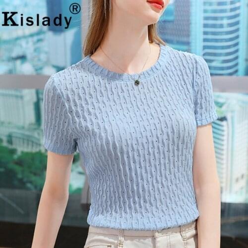 Spring Summer Womens O-Neck Hollow Out Gothic Shirts Sexy Lace OL Tops Harajuku Shirts Korean Vintage Plus Size Striped Clothes