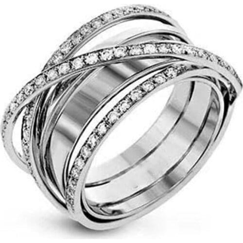 Milangirl Unique TrendyTwist Wind Women Finger Rings With CZ Crystal Micro Paved Surprise Gift For Women Jewelry Ring