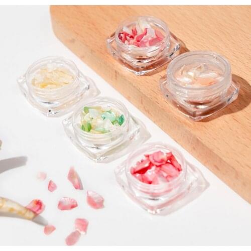 1 Jar Mix Color Texture Irregular Natural Shell 3D Charm Nail Art Decoration Slices Crushed Shell Nail Glitter Flakes DIY Tips