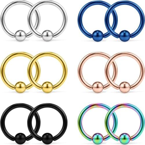 12PCS 14G 316L Surgical Steel Captive Bead Nose Tragus Lip Nipple Belly Piercing Jewelry Rings