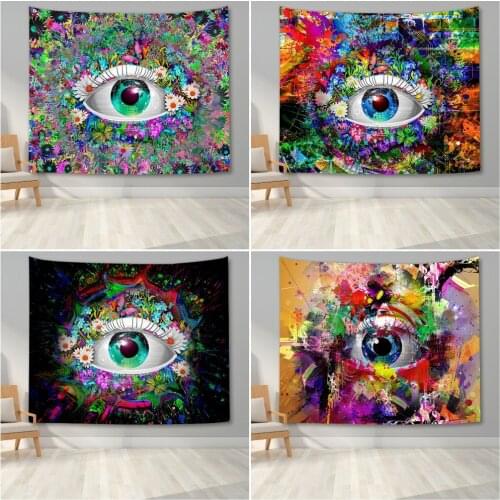 3D Colorful Human Eye Pattern Tapestry Wall Hanging Background Cloth Wall Art Bedroom Decor Wall Tapestry Blanket For Home Dorm