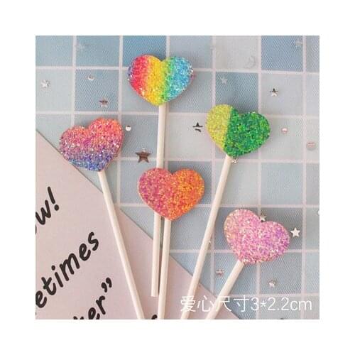 5 Pcs/lot Glitter Love Heart Pink Coloful Cake Topper Cake Decoration For Baby Shower Birthday Party Wedding Favor Supplies