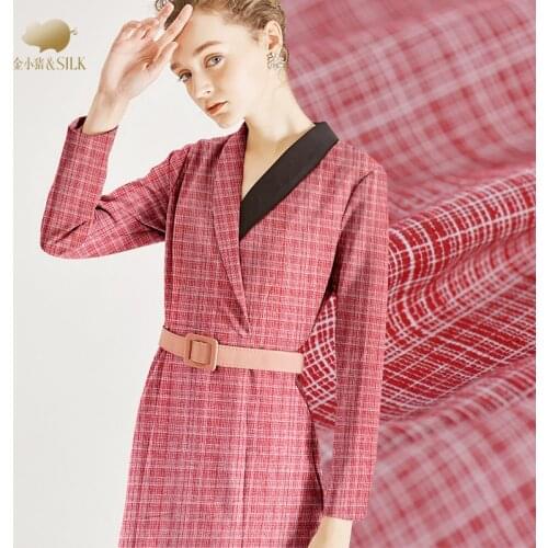 51mm heavy roving silk fabric 114 cm wide check pattern suit dress natural silk fabric wholesale silk cloth
