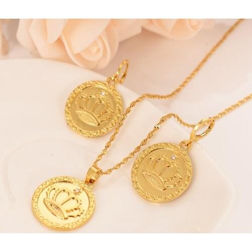 Bangrui New Christmas gold crown Women Bridal Jewelry Set pendant Earrings African girls Wedding Jewelry gift