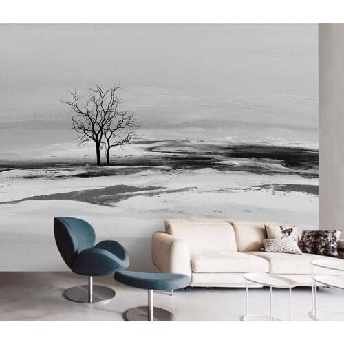 Beibehang Custom wallpaper Mural Black and white trees in snow Artistic landscape Nordic TV Sofa Background walls 3d Wallpaper
