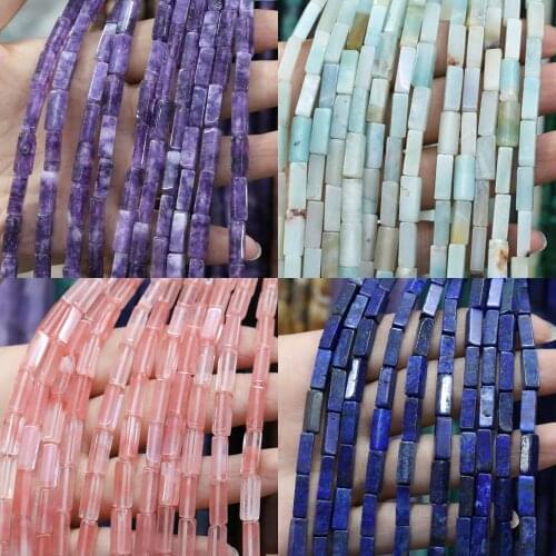 Natural Stone Scattered Bead Agates Lapis lazuli Amethysts String Beads for Jewelry Making DIY Necklace Bracelet 4x13mm
