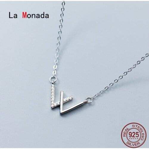 La Monada Silver Chain Necklace For Women Letter W Pendant Fashion Minimalist Silver 925 Jewelry On The Neck Womens Necklaces