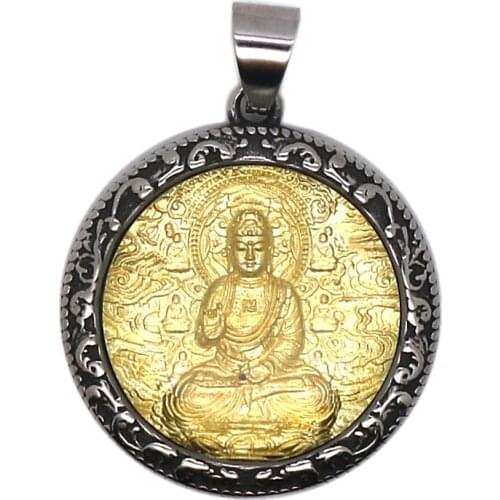 Unisex 316L Stainless Steel Classic Buddha Protect Pendant Chain