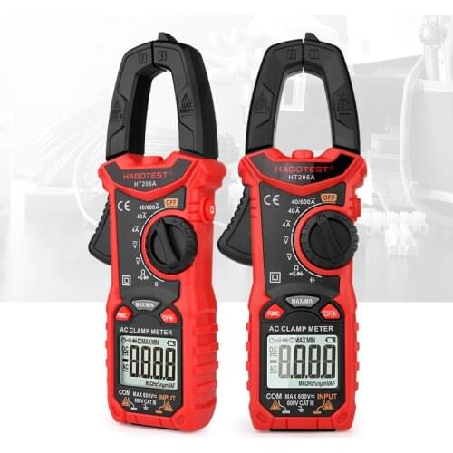 Habotest HT206A AC 600V Digital Clamp Meter Multimeter Pinza Amperimetrica Ohm Continuity Max Min Alicate Amperimetro