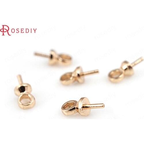 D031)20 pieces 3mm 24K Champagne Gold Color Brass Half hole Pearl Beads Connect Charms Beads Caps High Quality Jewelry Findings